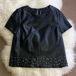 DESIGN LAB faux leather top.
